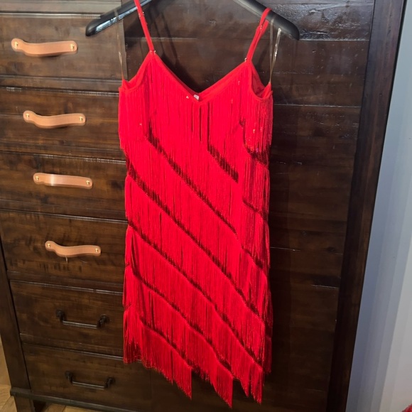 Women Salsa Latin Dance Dress Sequin Tassel Fringe Flapper Dress 1920s - Picture 6 of 9